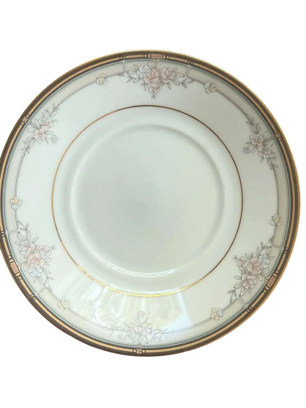 Noritake Blossom Mist Saucers Set of 6 White Floral Gold Trim Sri Lanka 3787